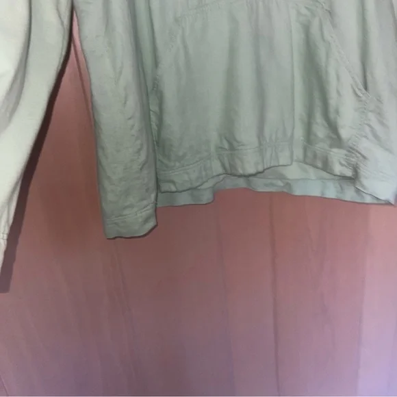 J Jill Linen Cotton Hooded Sweatshirt Light Green Size L Heavy weight Athleisure - Picture 5 of 14